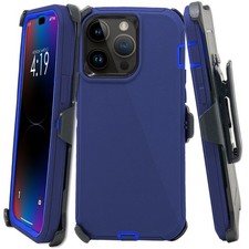 For iPhone 15 /Plus/Pro/Pro Max/Defender Case with Belt Clip Fits Otterbox Blue