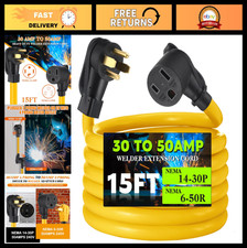 30 Amp to 50 Amp Adapter Cord, 15ft 4 Prong to 3 Prong Dryer Extension, ETL List