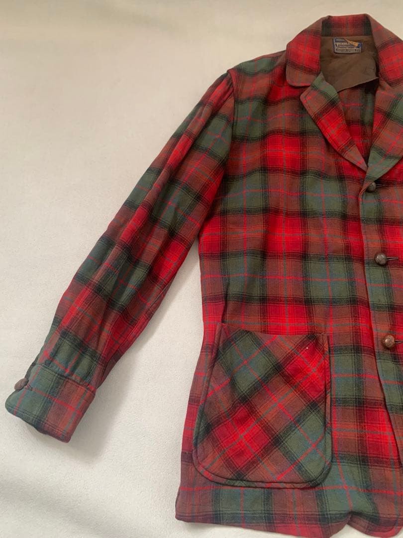 Pendleton Check Leather Trim Tailored Jacket S Re… - image 2