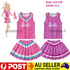 Kids / Adults Barbie Costume Cosplay Barbie Cheerleaders Top Skirt Fancy Dress.
