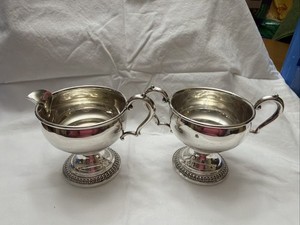 VTG International   Weighted STERLING SILVER  CREAM & SUGAR  Pre 1940’s