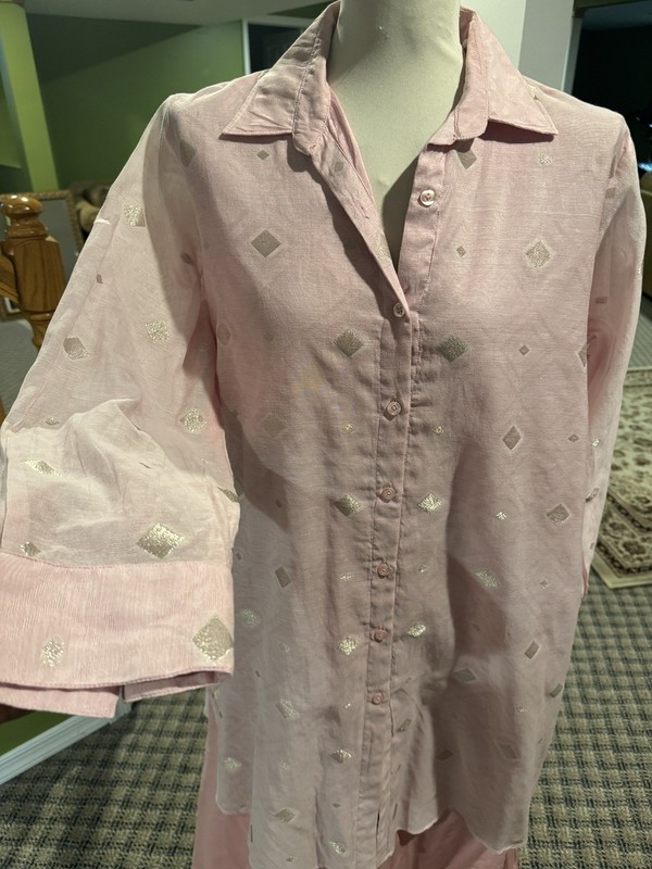 Pakistani Designer Shalwar Kameez Plus Size 3X Pastel Pink Top Tunic Shirt Dress