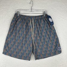 NWT Life Is Good Swim Trunks Shorts Tiki Drink Cocktail Gray UPF 50 Men s Large
