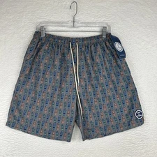 NWT Life Is Good Swim Trunks Shorts Tiki Drink Cocktail Gray UPF 50 Men’s Large