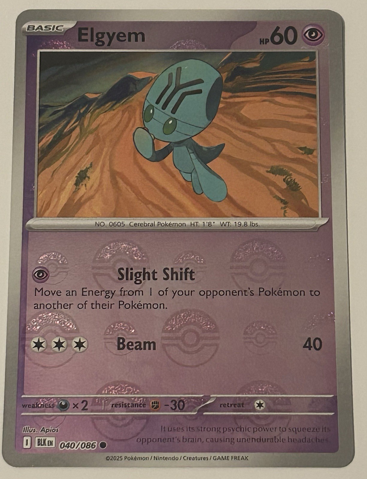 Pokémon TCG | Elgyem Pokéball | Black Bolt 40/86 | Near Mint | Holo