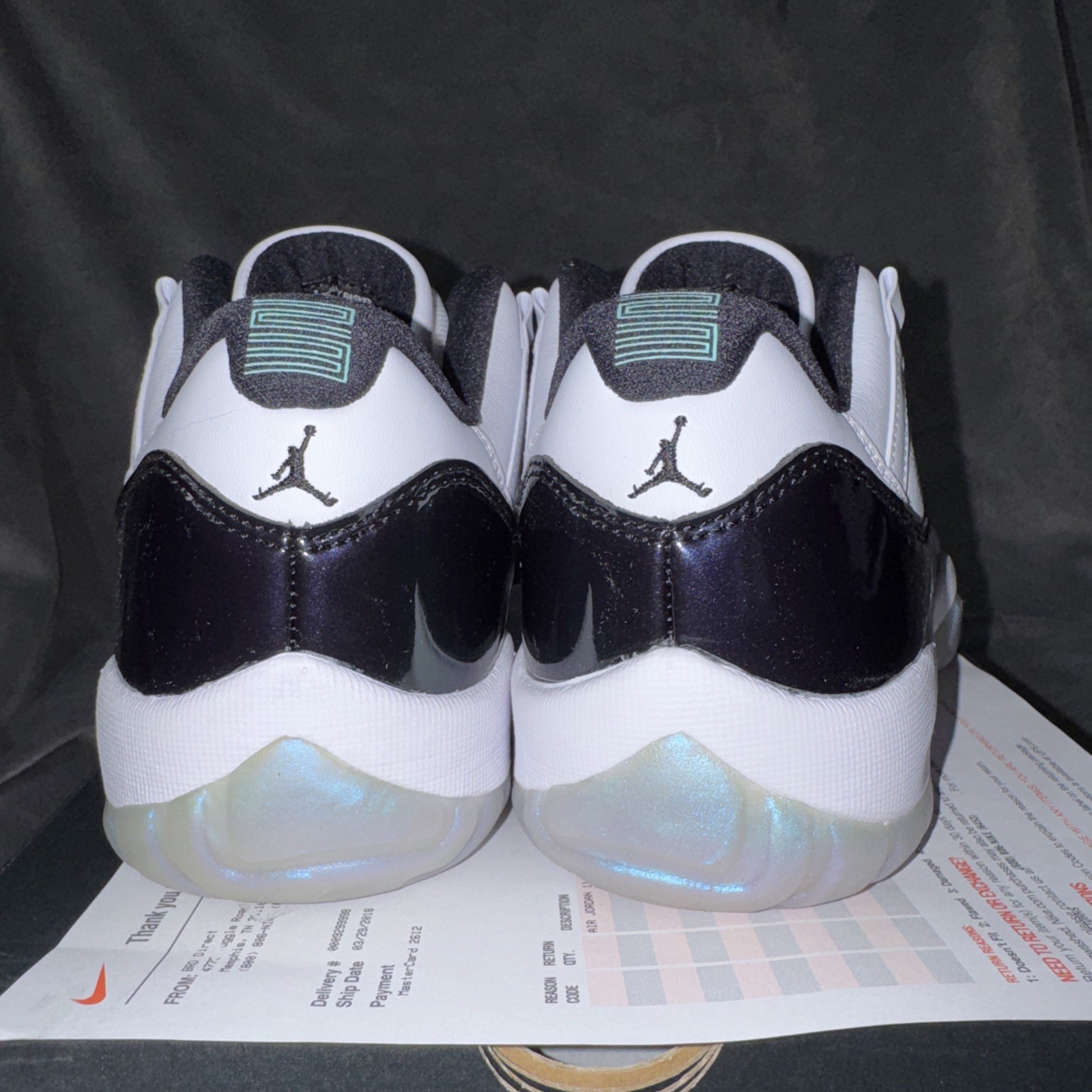 Air Jordan 11 Men's Sneakers Retro Low Emerald Iridescent, Size 9. 528895-145 thumbnail 2