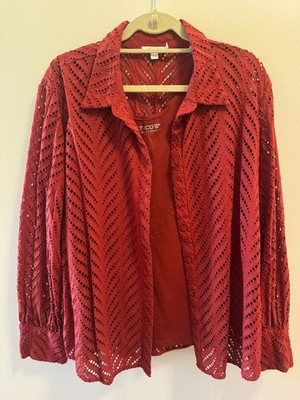 Chico's Eyelet Shirt & Tank Set | Size 4 (US 20/XXL) | Rust/Terra Cotta 