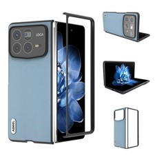 ABEEL Echt Leder Hülle Himmelblau mit schwarzem Rand für Xiaomi Mix Fold 4