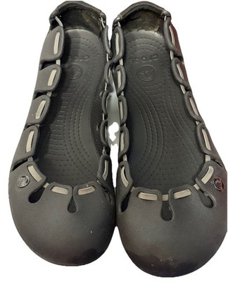 Crocs Womens Size 7 Black Springi Laced Ballet Flats Lightweight Slip On