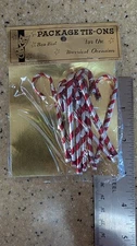 VTG PKG of 8 Christmas CANDY CANES Japan Tie on Decorations Craft NIP Foil MCM