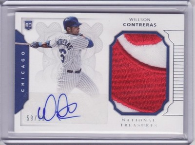 2016 National Treasures Willson Contreras Logo Patch Auto 59/99 Jersey Autograph