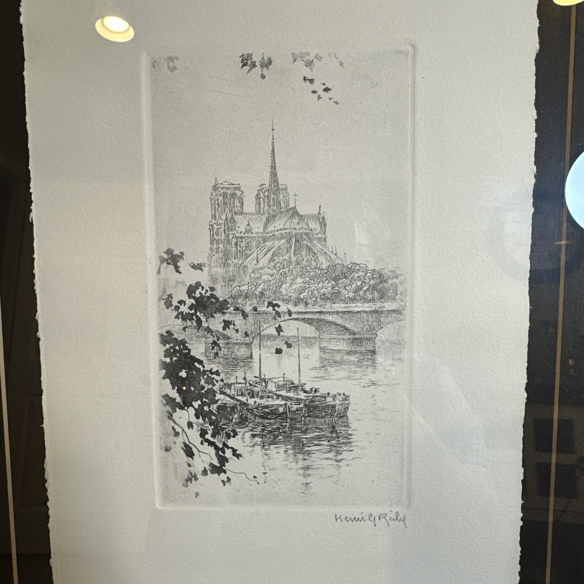 Henri Le Riche Signed Etching Notre Dame Paris – Framed Fine Art