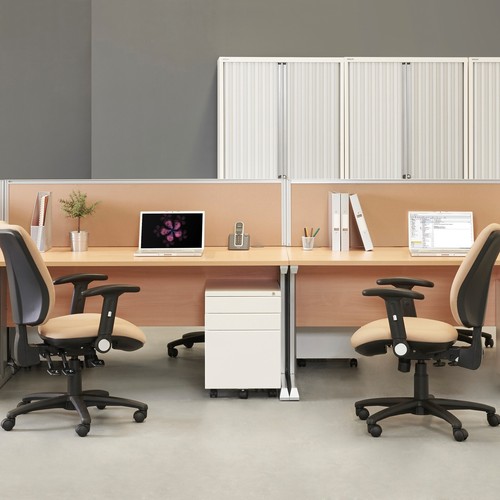 Vivo Scrivania Gestione Cavi Ufficio Dritto 1200mm x 800mm - Faggio, Struttura Argento - Foto 3 di 5