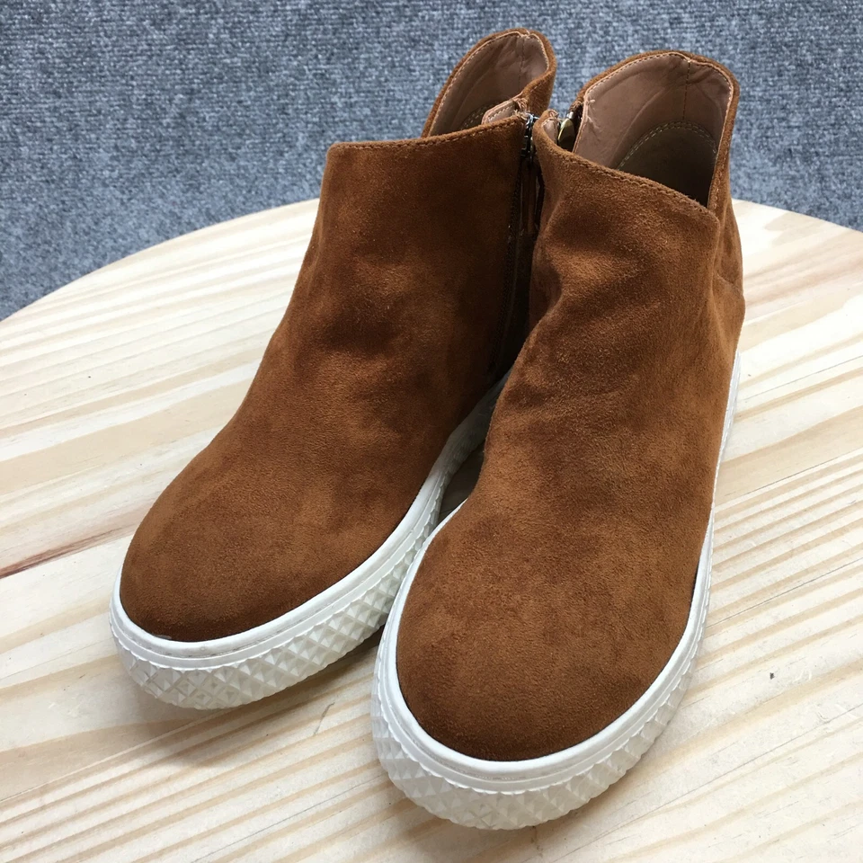 Aerosoles Boots Womens 8 M Zirah Side Zip Hidden Wedge Bootie Brown Fabric Suede - Image 3 of 4