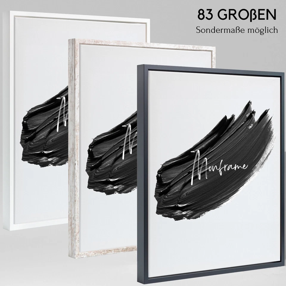 MONFRAME Schattenfugenrahmen Schwarz Weiß Vintage Holz Leerrahmen ohne Glas und Rückwand
