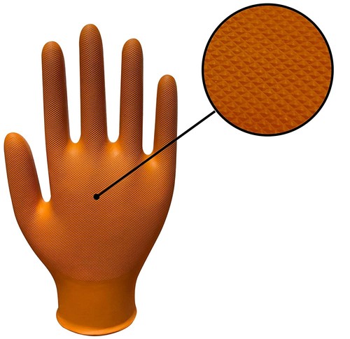 Heavy Duty Nitrile Gloves 8-9Mil Diamond Textured, Blue/Orange- S, M, L, XL, XXL - Picture 16 of 19