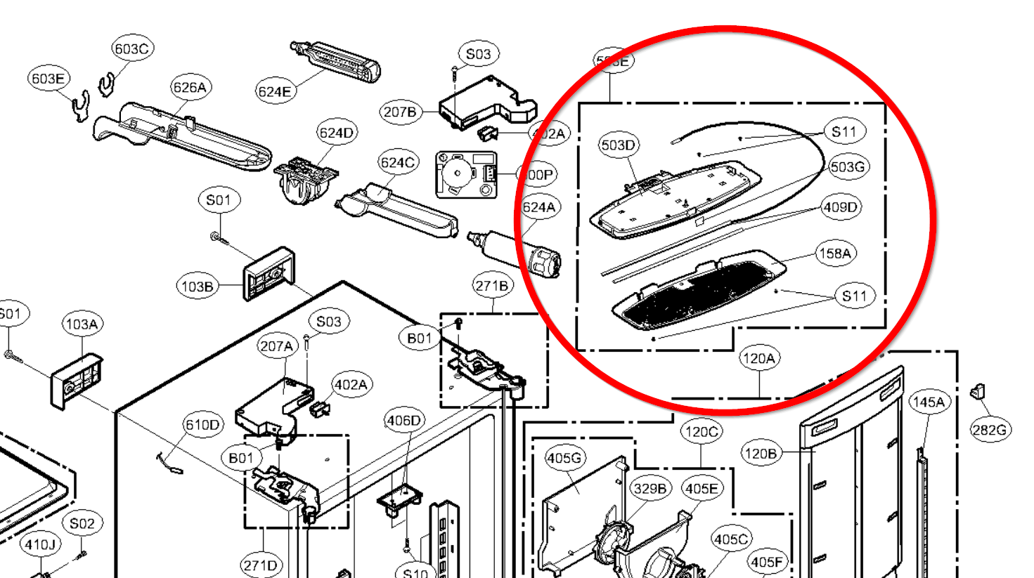 503E LG Kenmore Elite Refrigerator LED Light Lens Assembly ACQ33676509