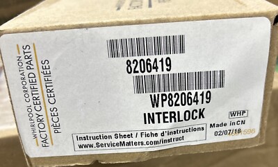 8206419 Whirlpool Microwave Upper Door Interlock Support (TOP) WP8206419