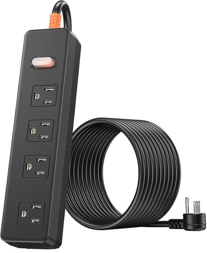 PLUGTUL 3 FT Extension Cord Black, 2-Pack Short Power Cord, Indoor Heavy Duty Outdoor Extension Cords 12/14/16 AWG | Plugtul