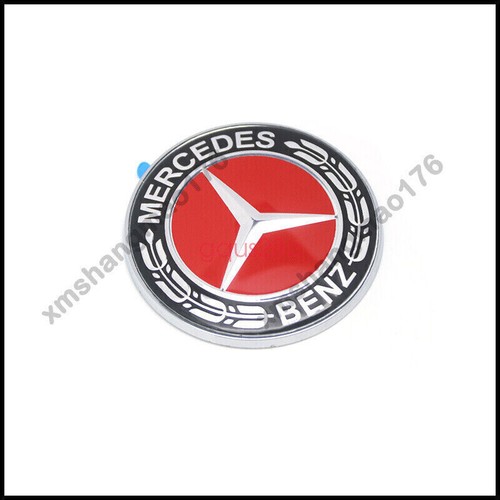 Front Hood Paste Emblem AMG Red Black Flat Laurel Wreath Badge For Mercedes - Picture 5 of 6