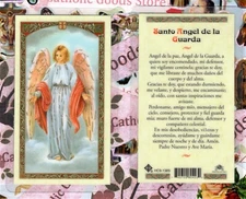 Santo Angel de La Guarda - Spanish- Laminated Holy Card
