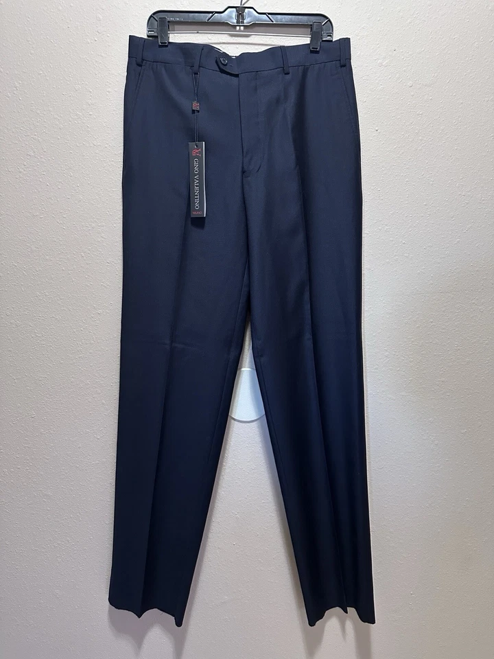 Pantalones de vestir Gino Valentino Super 150's Milano para hombre azul marino talla 35 nuevos con etiquetas lana Foto 2 de 4