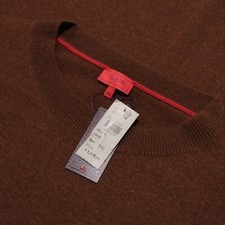 Isaia NWT Crew Neck Sweater Size 2XL In Solid Brown Cashmere / Silk