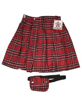 Black Pistol Short Kilt Schottenrock Tartan Kariert Rot Kilttasche  5000