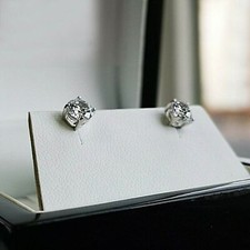 ORECCHINI A PERNO CON DIAMANTI TAGLIO TONDO 2 CT FINITURA ORO BIANCO REGALO...