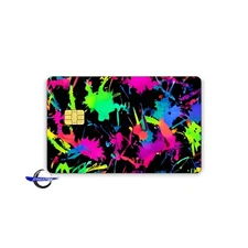 Credit Card Skin Sticker Vinyl Decal Neon Paint Splatter
