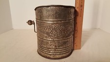 Antique Metal Tin Flour Sifter "Our Special XXX Heaviest Sifter Made" Farm Decor