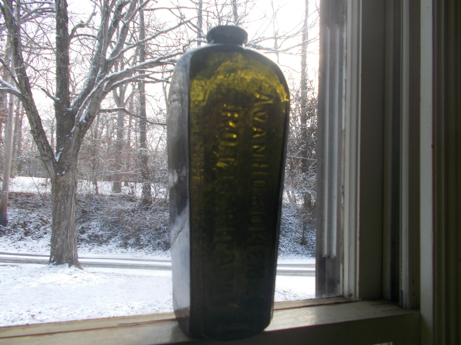 GREEN BLACKGLASS A.VAN HOBOKEN ROTTERDAM CASE GIN BOTTLE APPLIED SEAL EMB AVH eBay