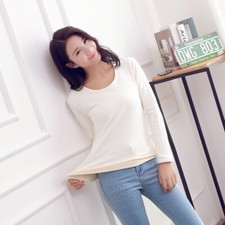 Camiseta interior forrada de vellón para dama Blusa Ropa de dormir Informal Térmica Gruesa