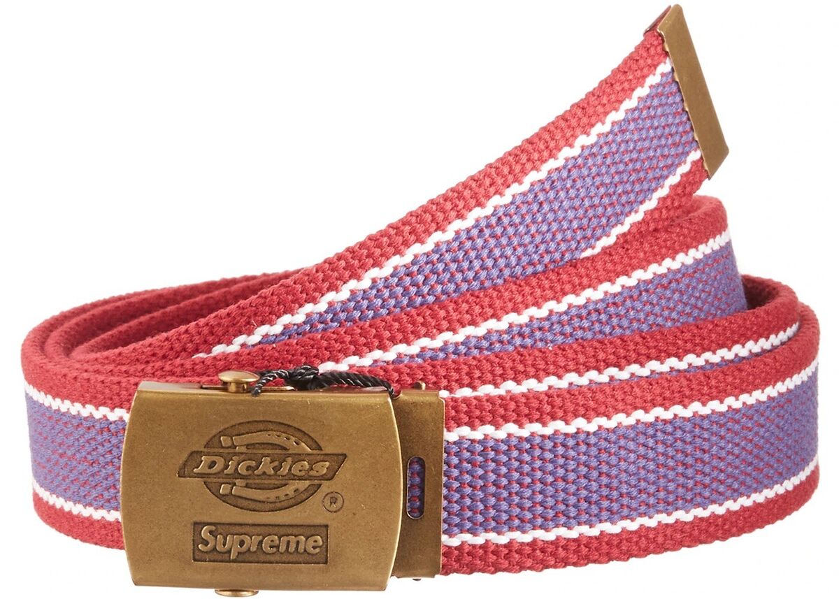 SS22 Supreme ® / Dickies ® Stripe Webbing Belt maroon red SS22 Supreme ® / Dickies ® Stripe Webbing Belt maroon red