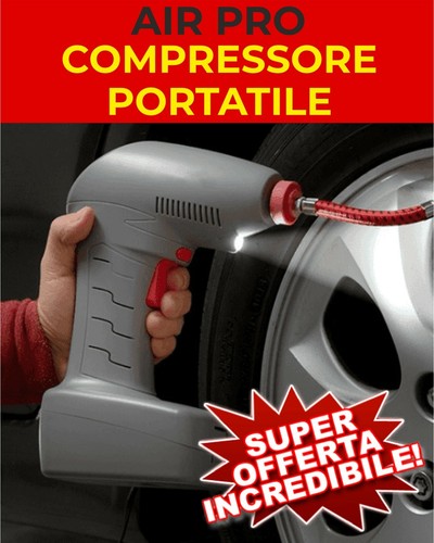 Compressore Portatile A Batteria Max Pump - Gonfia Gomme Auto, Funge Da Power Bank 6000mAh E Torcia LED