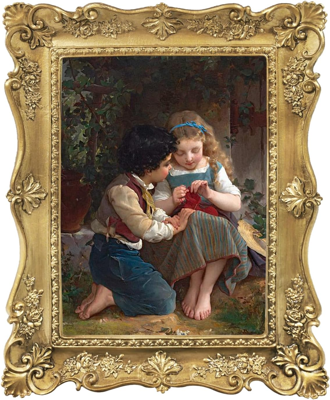 Gold Picture Frames 5X7, Vintage Picture Frames for Wall and Tabletop, Victorian-image