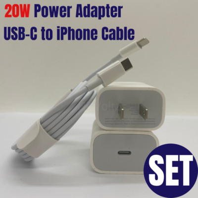 20W Power Adapter PD Fast Wall Charger USB TypeC Cord For iPhone 13 12 11 X XR 8