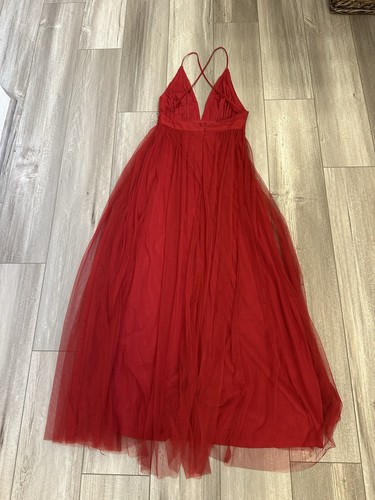 Windsor Dark Red V Neck Spaghetti Strap Maxi Chiffon Dress Size Sz Med NWT