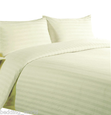 SATIN STREIFEN CREME ELFENBEIN BETTWÄSCHESETS 100 % ÄGYPTISCHE BAUMWOLLE 300 FÄDEN
