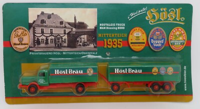 GRELL HO 1/87 TRUCK TRUCK TRAILER MAN BÜSSING 8000 BEERS HÖSL BRÄU BOX