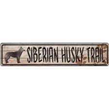 Siberian Husky Trail 3"x12" metal street sign plaque Home Door Garage Wall Decor