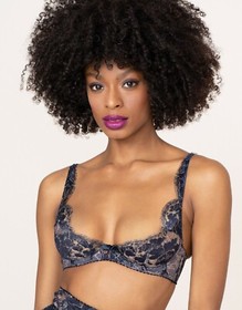 Agent Provocateur MIMOSA Bra & Thong (L/4) Set NWT Navy & Peach Orig. $745 [I]