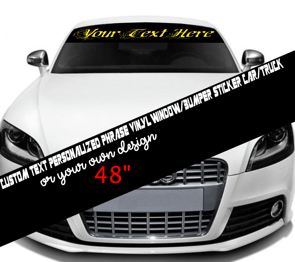 48" CUSTOM VINYL WINDSHIELD BANNER Lettering Decal Name Sticker Window