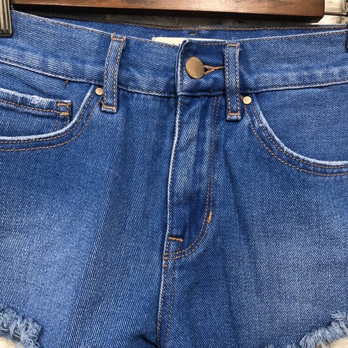 Bullhead BLue Denim Cut Off High Rise Shorts Sz 23 - Picture 4 of 9