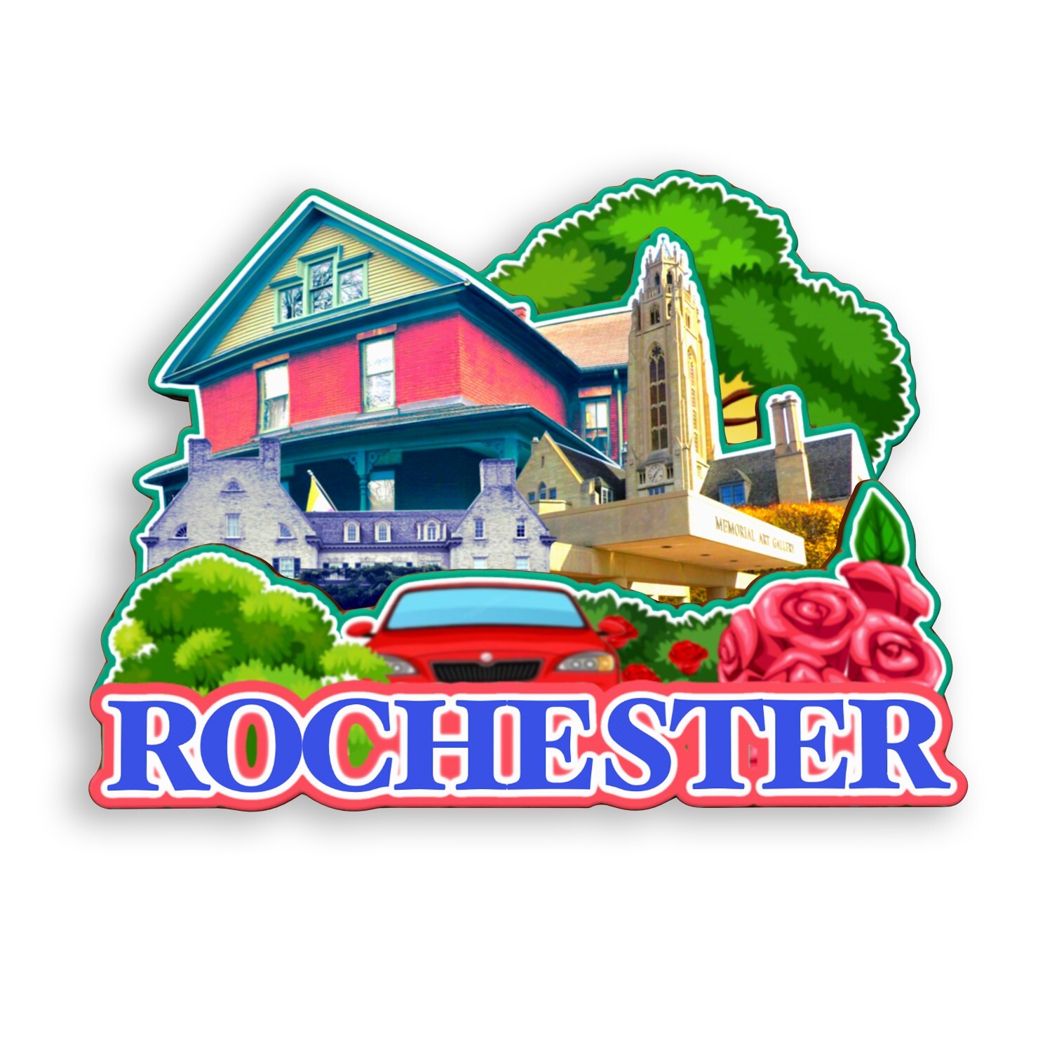 Rochester New York USA Refrigerator magnet 3D travel souvenir wood gift