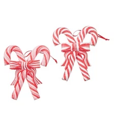 RAZ Imports 4.5" Candy Cane Ornaments Set/2 Christmas NEW! 4214117 Clay Dough