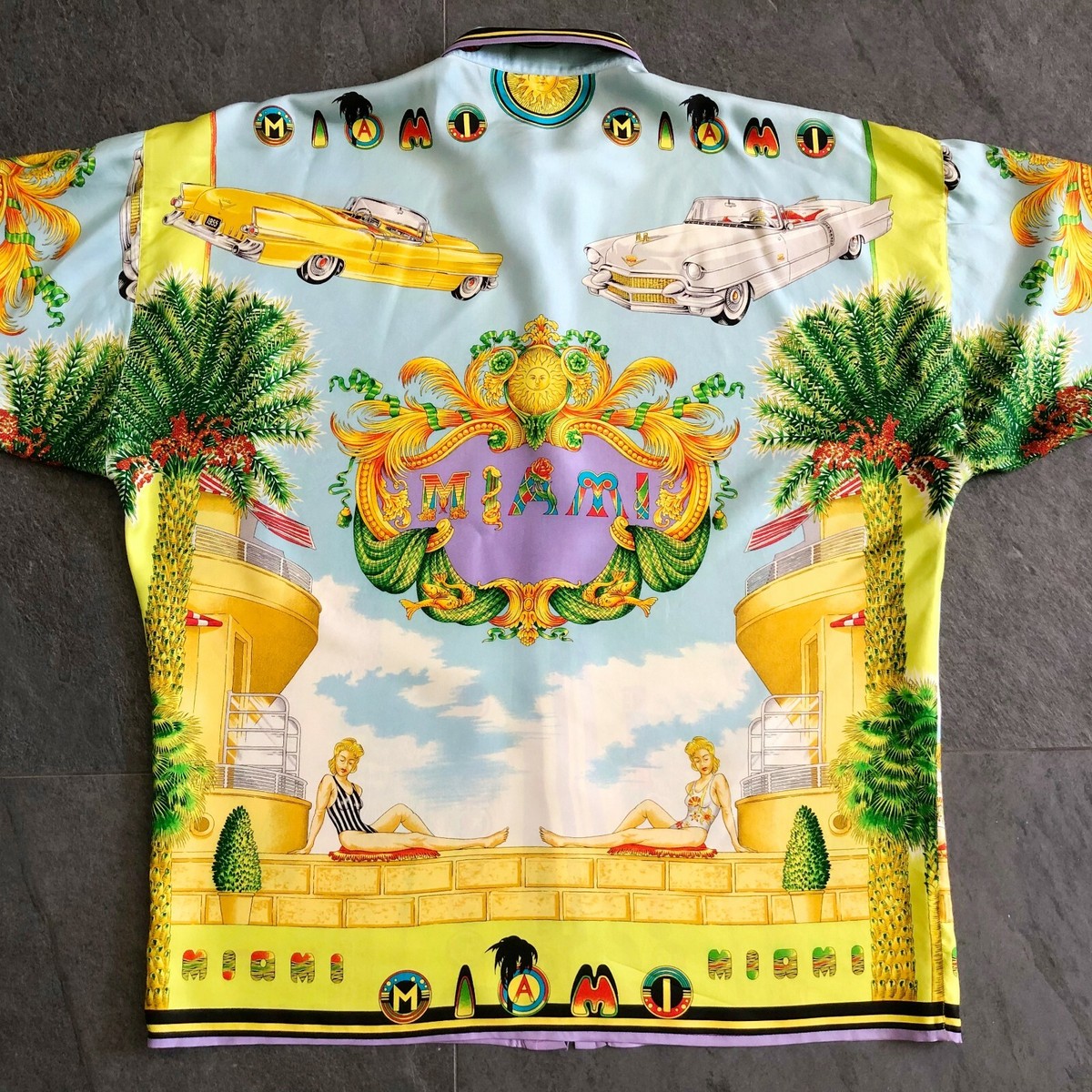 GIANNI VERSACE silk shirt Miami print size IT 52 from S/S GIANNI VERSACE silk shirt Miami print size IT 52 from S/S