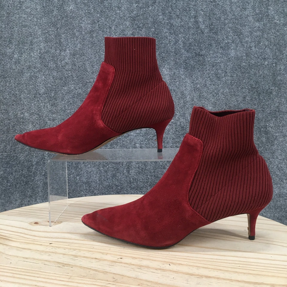 Steven Boots Mujer 9 Keene Punta Stiletto Botines Tacones Cuero Rojo Foto 2 de 4