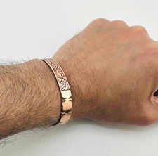 100% Copper Medicine Bracelet. Medium Thickness Carved   Arthritis Pain Therapy.