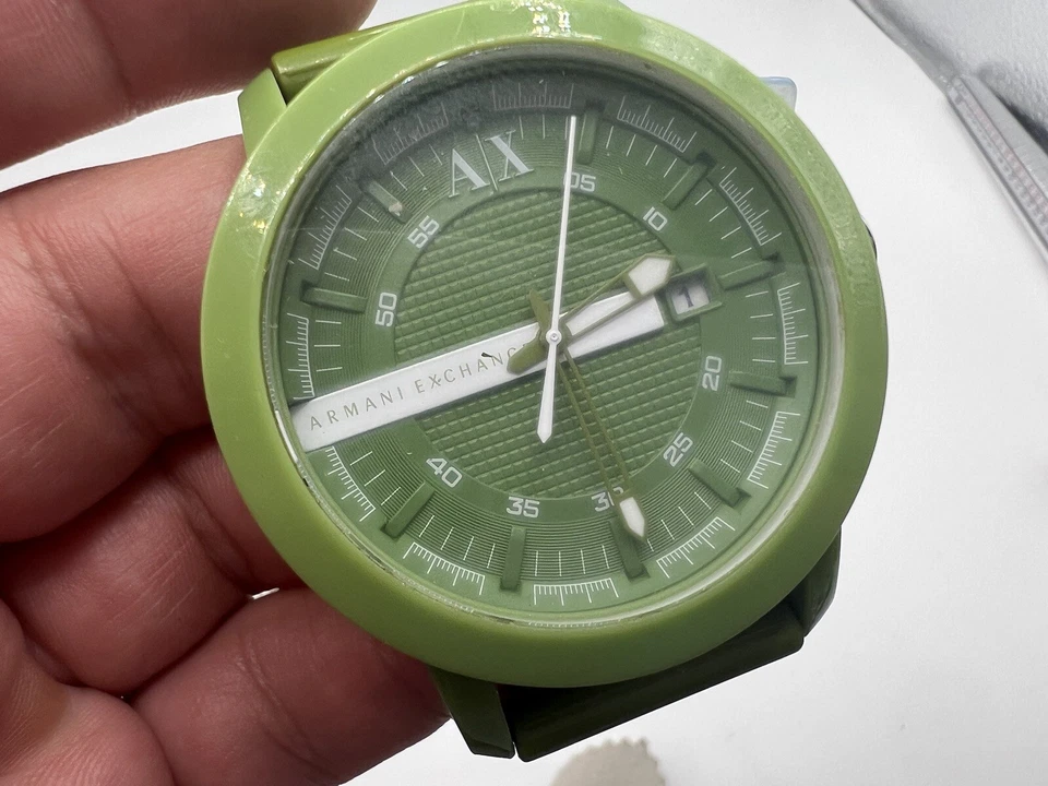 Reloj de pulsera Armani Exchange AX1233 unisex esfera verde correa de silicona 1233 Foto 3 de 4